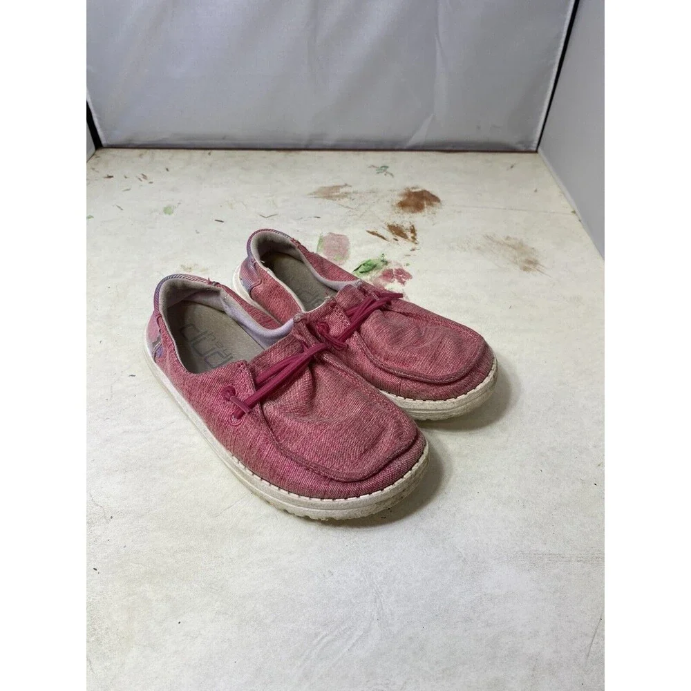Hey Dude Wendy Youth Size K10 Funk Fuxia Loafers Slide On Shoes Pink Glitter